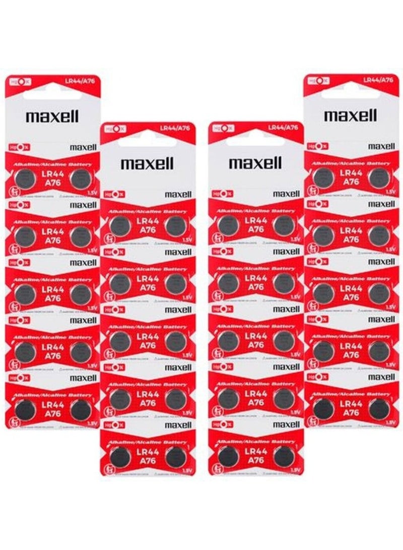 40-Pieces Maxell AG13 LR44 (A76) Alkaline 1.5V Batteries