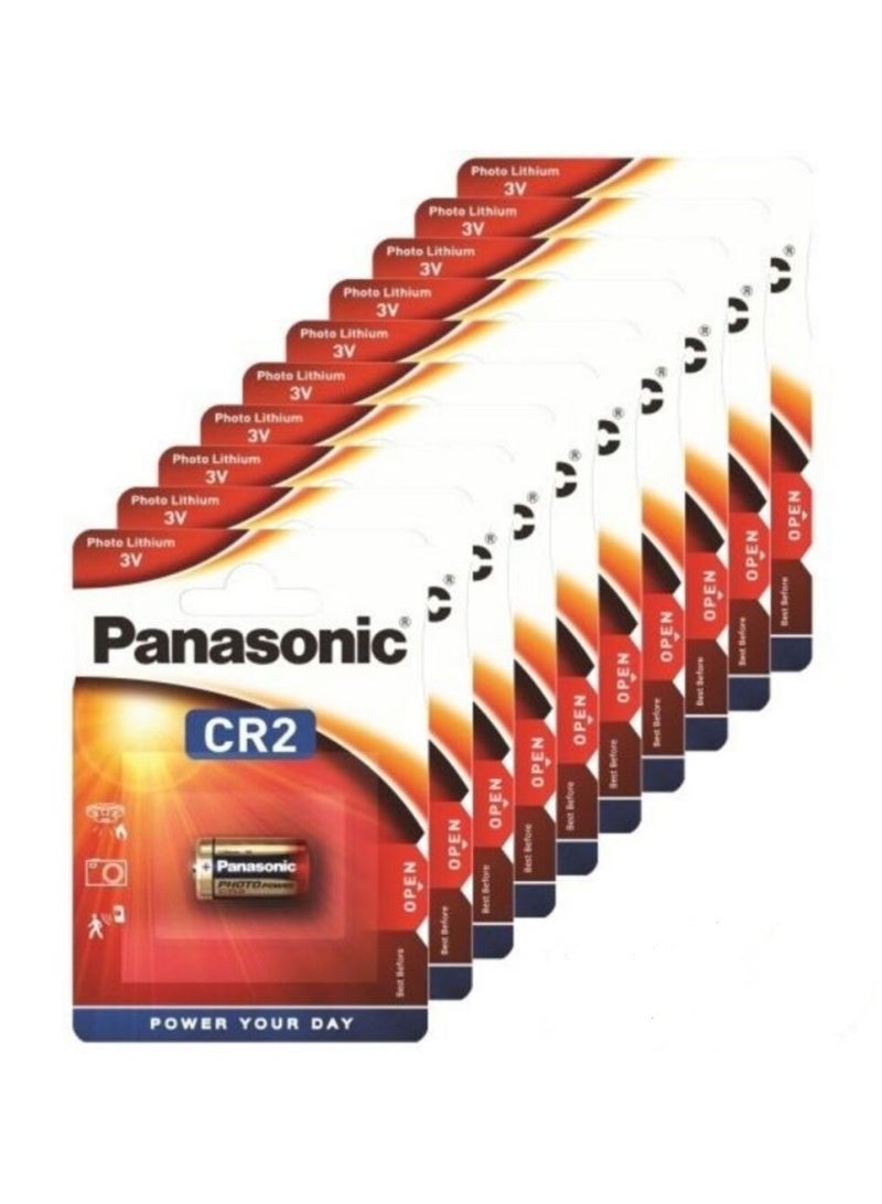 10-Pieces Panasonic CR2 Lithium 3V Batteries