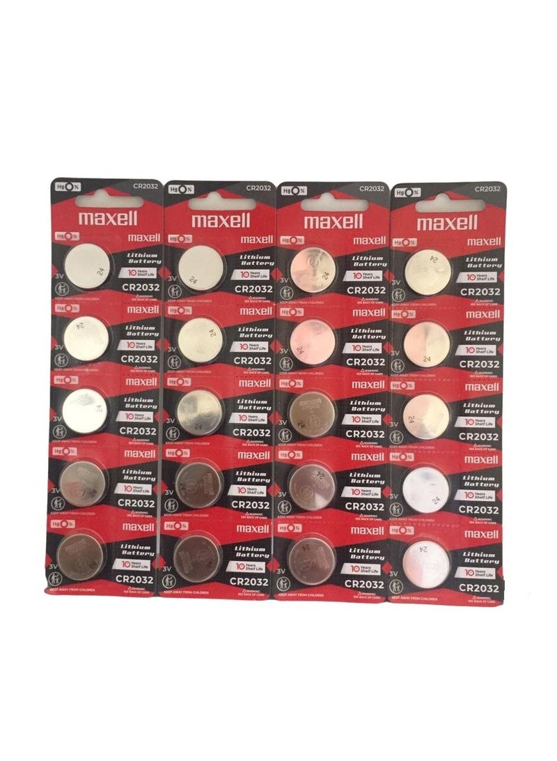 20-Pieces Maxell CR2032 Lithium 3V Japan Batteries