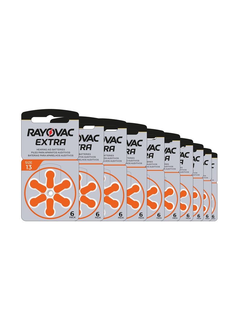 Rayovac Extra Hearing Aid (Size 13) Zinc-Air 1.45V Batteries - 60 Pieces