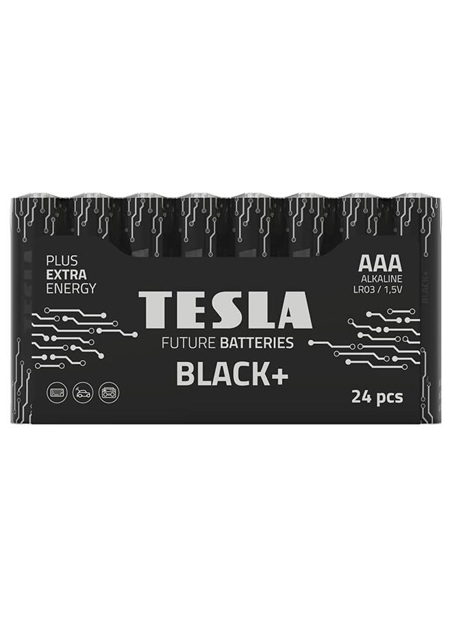 AAA Battery Black+ Alkaline - Plus Extra Energy Batteries Shrink Foil LR03/1.5V Pack of 24