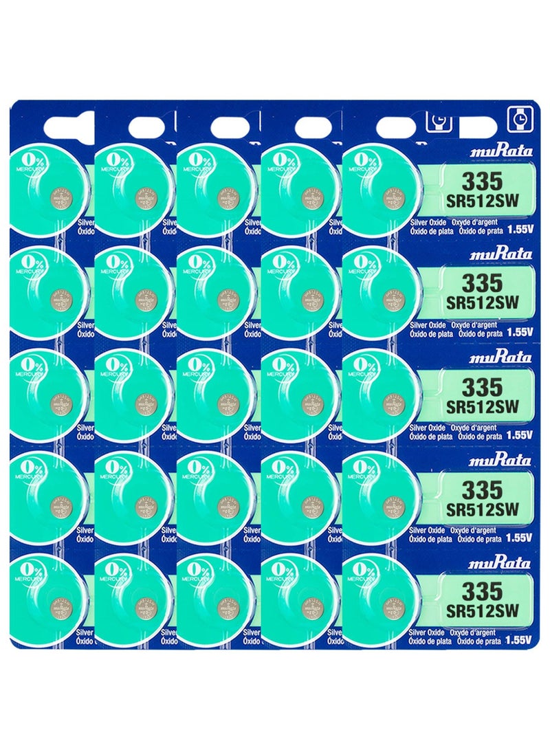 25-Pieces Murata SR512SW / 335 Silver Oxide 1.55V (muRata) Japan Batteries