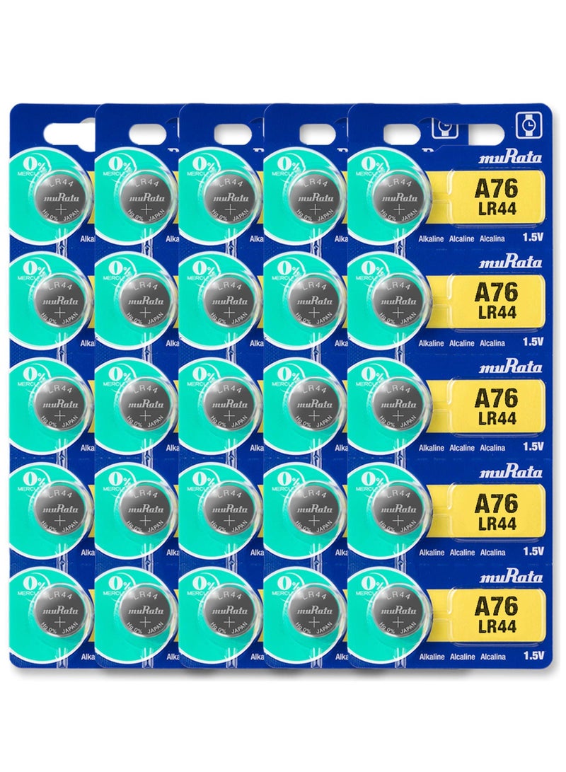 25-Pieces Murata AG13 LR44 (A76) Alkaline 1.5V Batteries