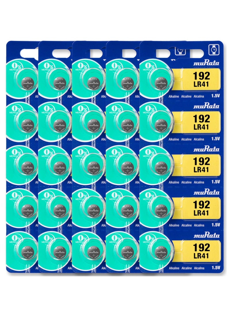 25-Pieces Murata AG3 LR41 (192) Alkaline 1.5V Batteries