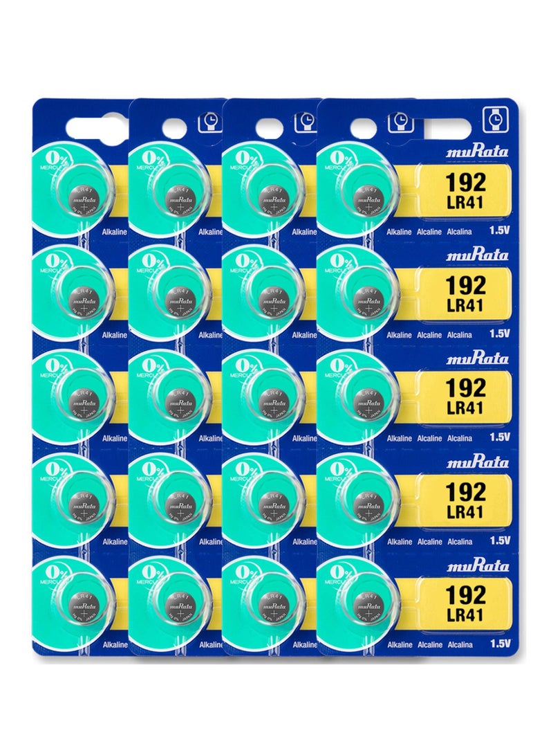 20-Pieces Murata AG3 LR41 (192) Alkaline 1.5V Batteries