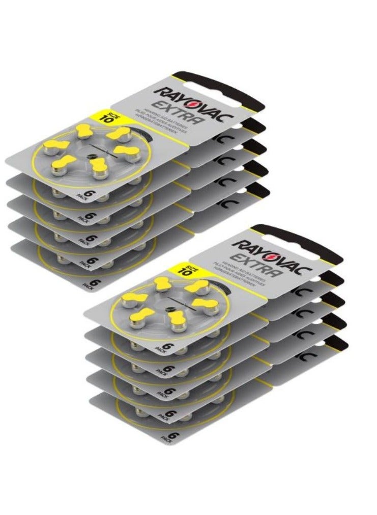 Rayovac Extra Hearing Aid (Size 10) Zinc-Air 1.45V Batteries - 60 Pieces