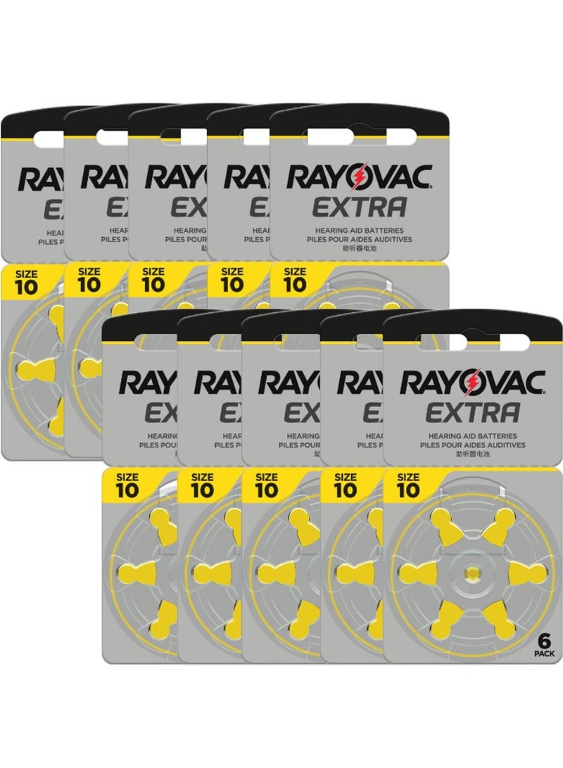 Rayovac Extra Hearing Aid (Size 10) Zinc-Air 1.45V Batteries - 60 Pieces