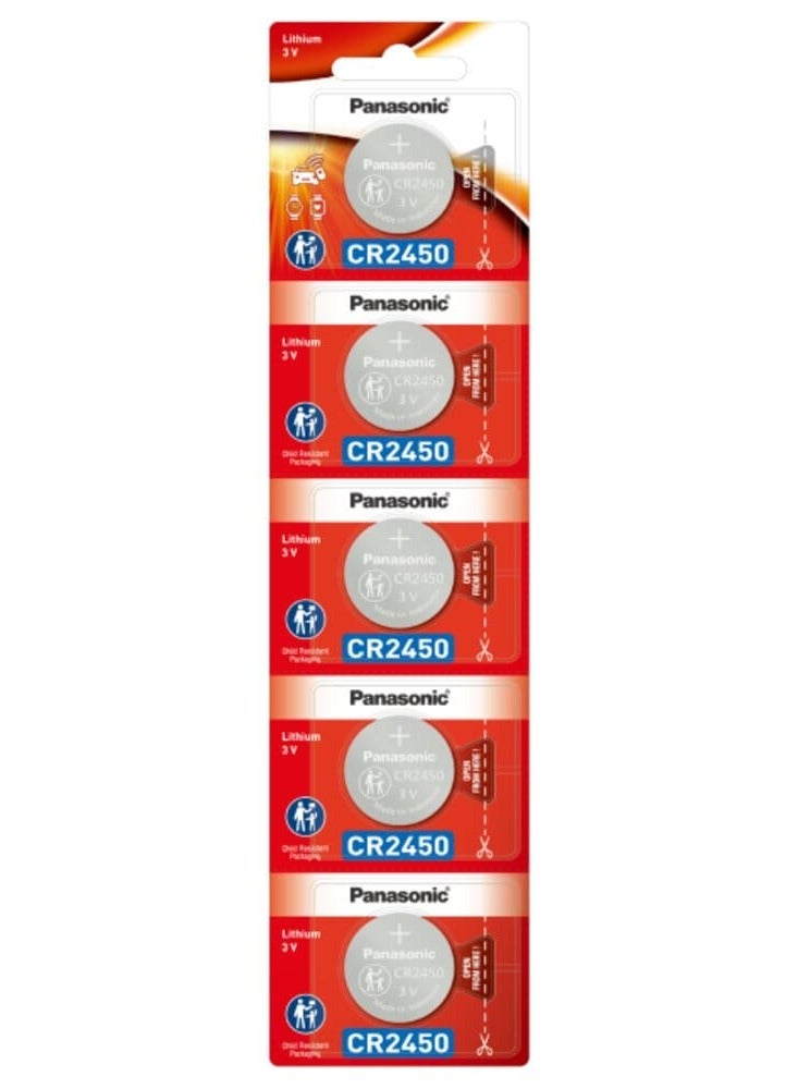 5-Pieces Panasonic CR2450 Lithium 3V Indonesia Batteries