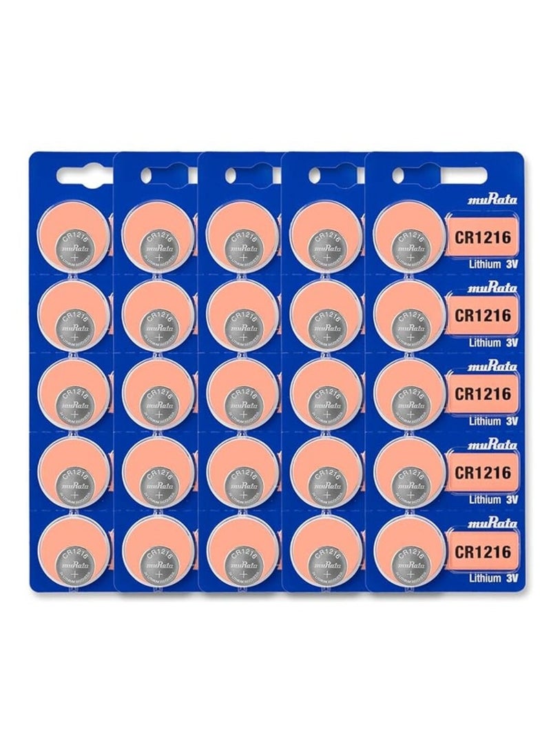 25-Pieces Murata CR1216 Lithium 3V (muRata) Japan Batteries