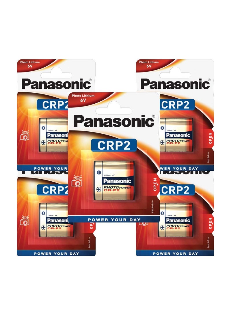 Panasonic CR-P2 Lithium 6V Batteries - 5 Pieces