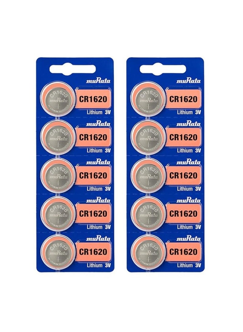 10-Pieces Murata CR1620 Lithium 3V (muRata) Japan Batteries