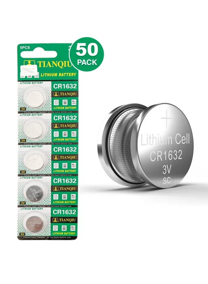 50-Pieces Tianqiu CR1632 Lithium 3V Batteries