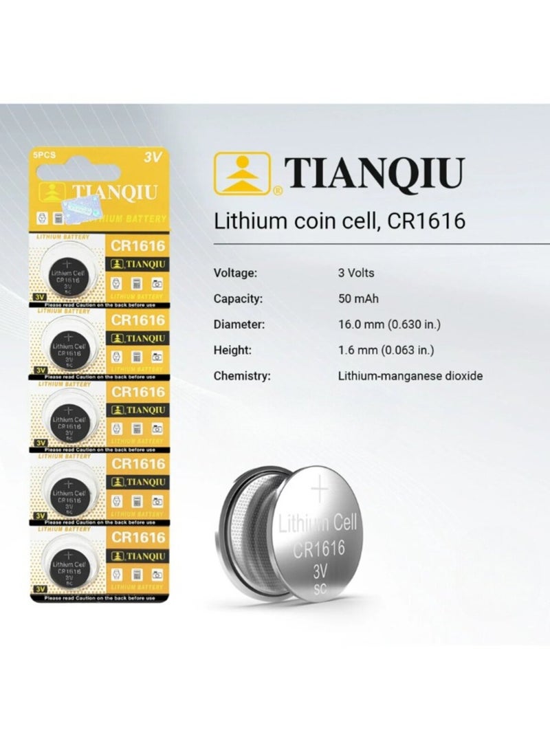 50-Pieces Tianqiu CR1616 Lithium 3V Batteries