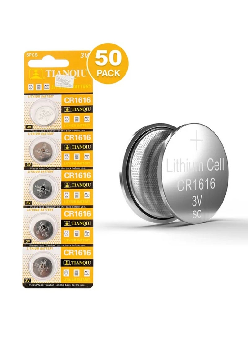 50-Pieces Tianqiu CR1616 Lithium 3V Batteries