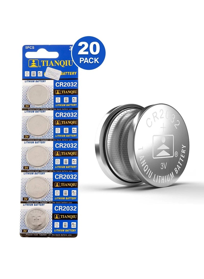 20-Pieces Tianqiu CR2032 Lithium 3V Batteries