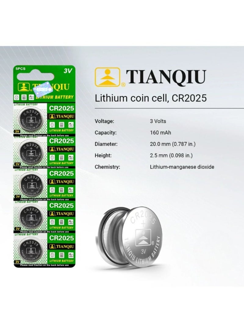 50-Pieces Tianqiu CR2025 Lithium 3V Batteries