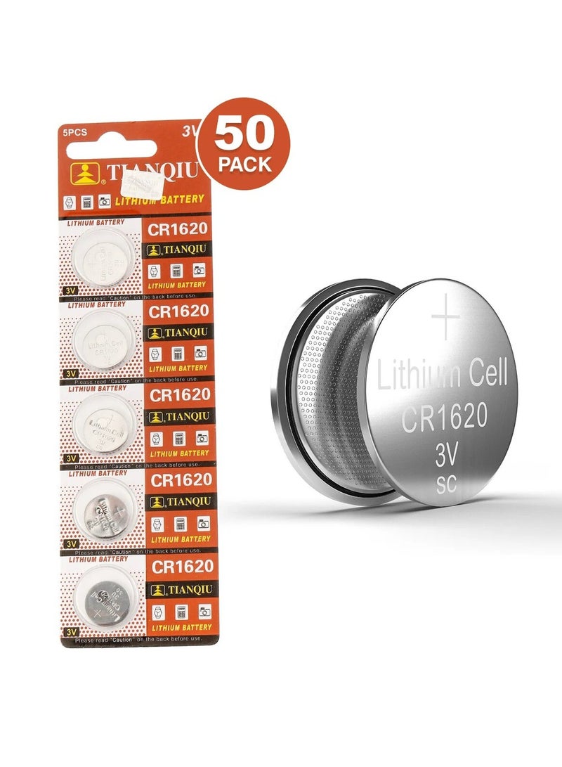 50-Pieces Tianqiu CR1620 Lithium 3V Batteries