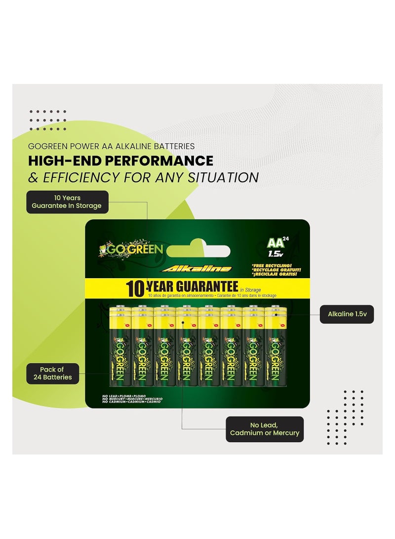 Eco Friendly Alkaline Aa Batteries 24 Pcs