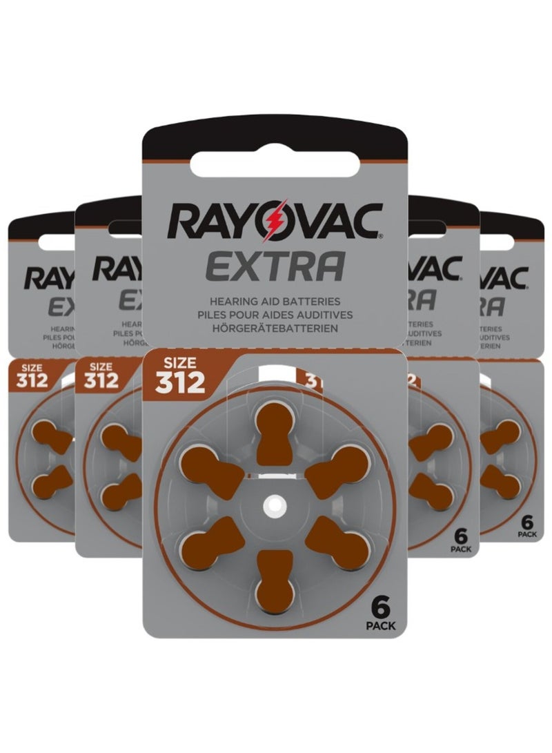 30-Pieces Rayovac Extra (Size 312) Hearing Aid Batteries Zinc-Air 0% Mercury