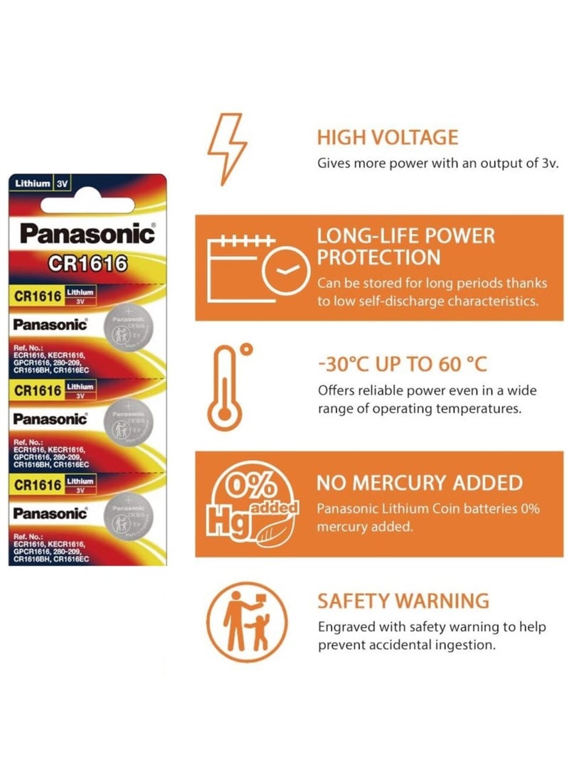 Lithium 3V Coin Battery CR1616 Pack Of 3