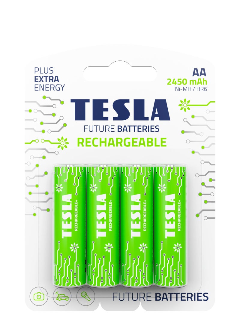 AA Rechargeable Batteries 2450 Mah 4Pcs