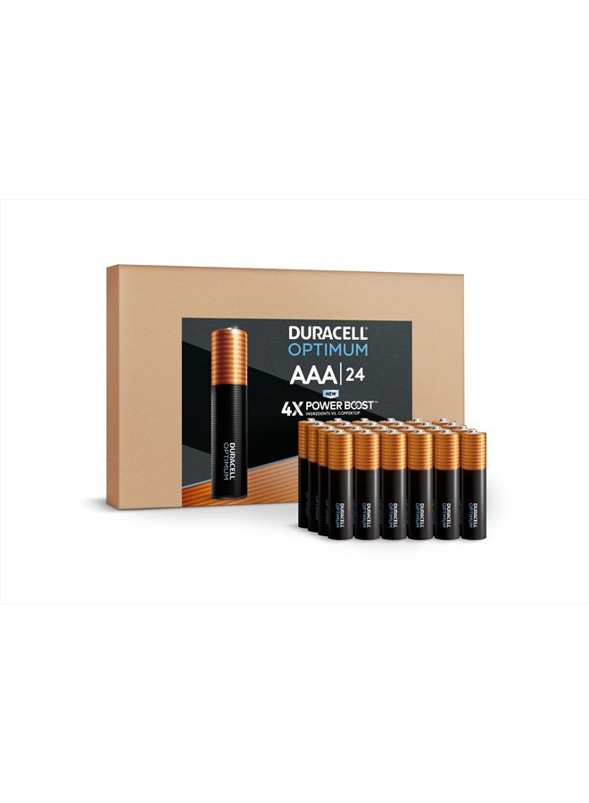 Duracell Optimum AAA Batteries, 24 Count Pack Triple A Battery with Power Boost Ingredients, Long-Lasting Power Alkaline AAA Battery for Household (Ecommerce Packaging)