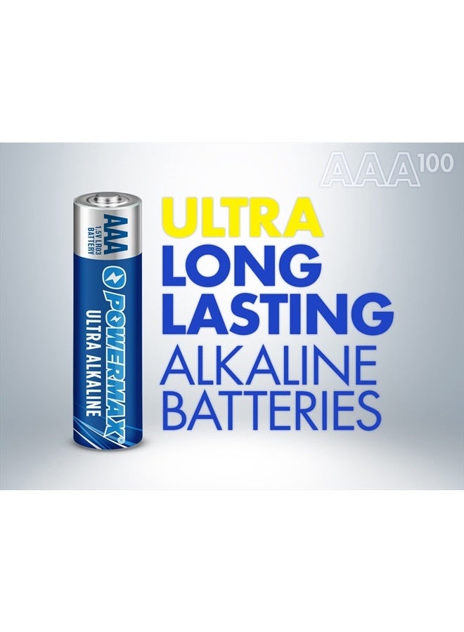 100-Count AAA Batteries, Ultra Long Lasting Alkaline Battery, 10-Year Shelf Life, Reclosable Packaging