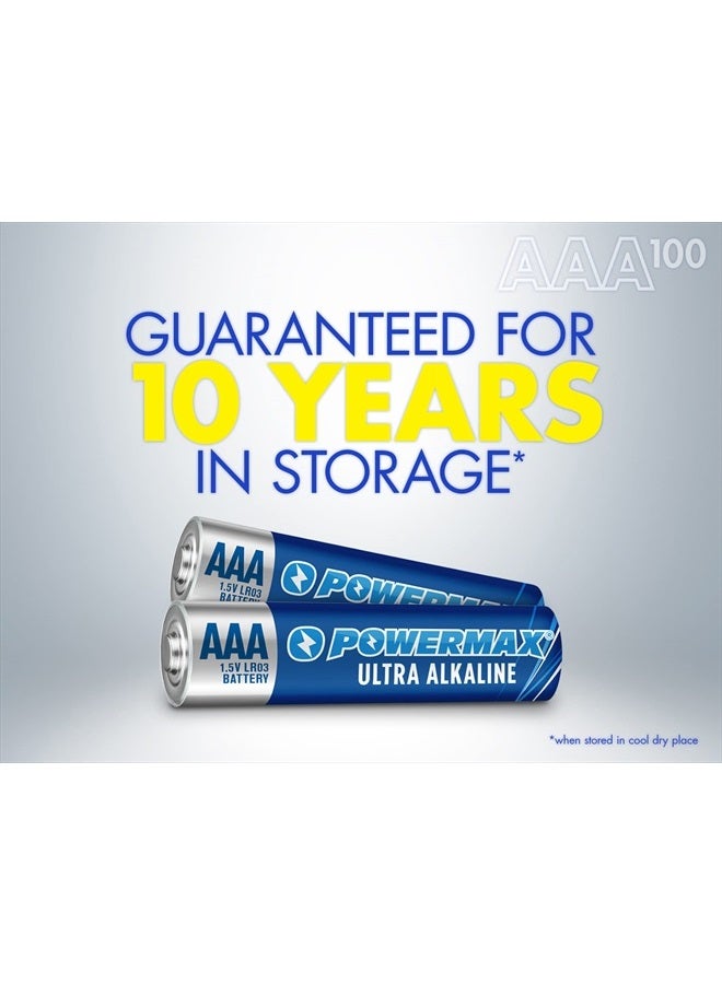 100-Count AAA Batteries, Ultra Long Lasting Alkaline Battery, 10-Year Shelf Life, Reclosable Packaging