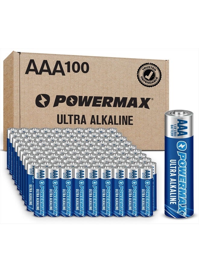 100-Count AAA Batteries, Ultra Long Lasting Alkaline Battery, 10-Year Shelf Life, Reclosable Packaging