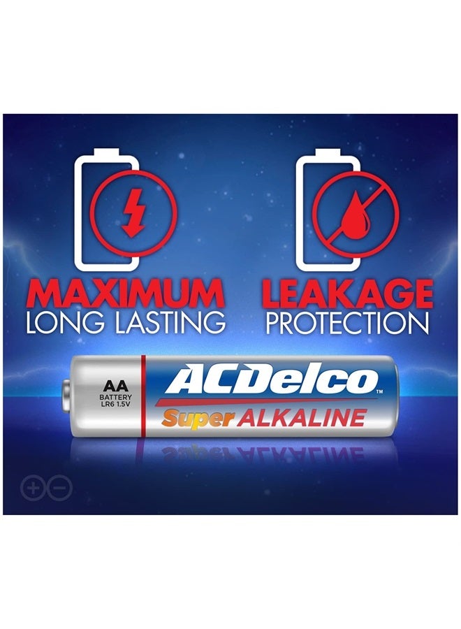 ACDelco 100-Count AA Batteries, Maximum Power Super Alkaline Battery, 10-Year Shelf Life, Reclosable Packaging