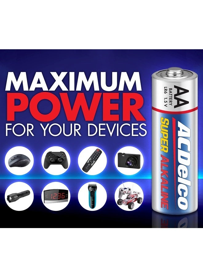 ACDelco 100-Count AA Batteries, Maximum Power Super Alkaline Battery, 10-Year Shelf Life, Reclosable Packaging