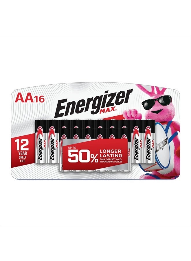 AA Batteries, Max Double A Battery Alkaline, 16 Count