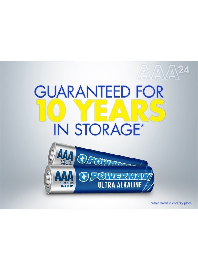 24-Count AAA Batteries, Ultra Long Lasting Alkaline Battery, 10-Year Shelf Life, Reclosable Packaging