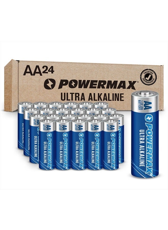 24-Count AA Batteries, Ultra Long Lasting Alkaline Battery, 10-Year Shelf Life, Reclosable Packaging