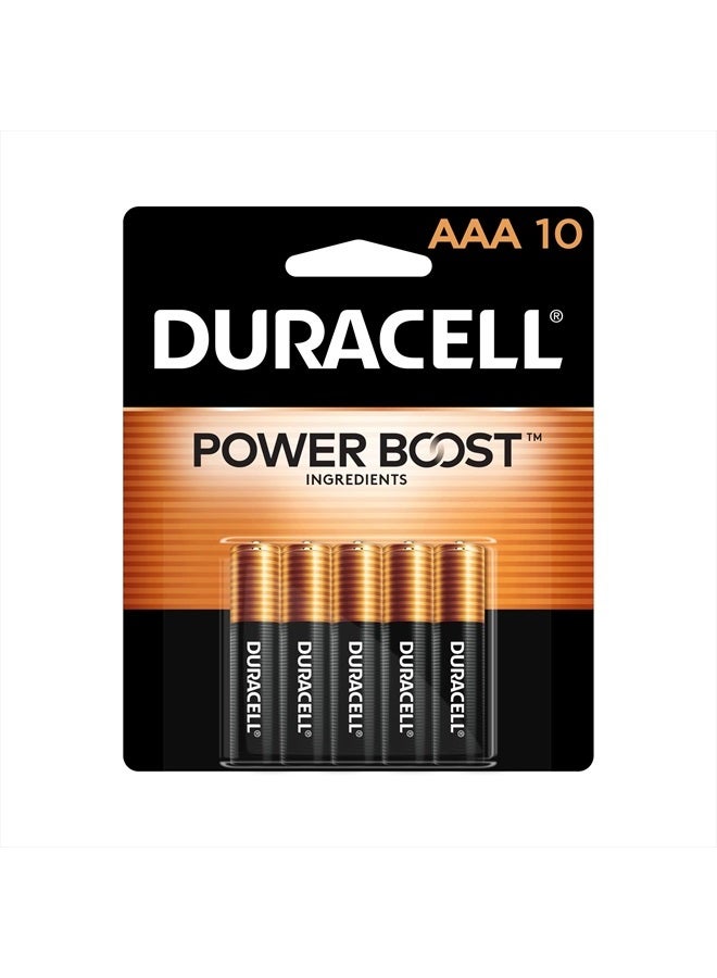 Duracell Coppertop AAA Batteries with Power Boost Ingredients, 10 Count Pack Triple A Battery with Long-lasting Power, Alkaline AAA Battery for Household and Office Devices