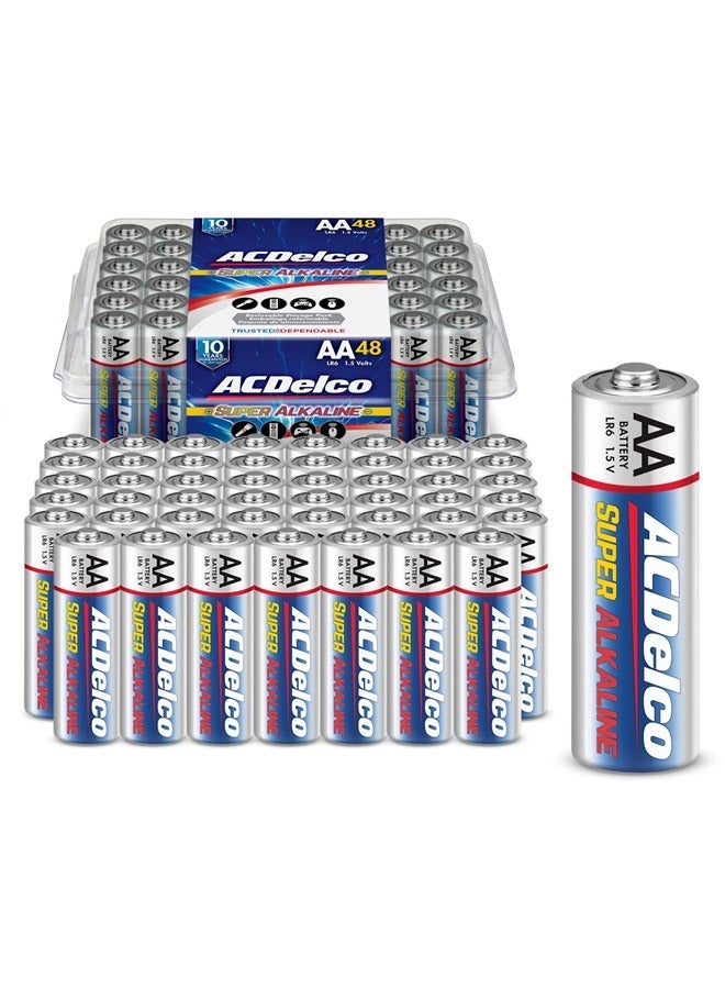 ACDelco 48-Count AA Batteries, Maximum Power Super Alkaline Battery, 10-Year Shelf Life, Recloseable Packaging