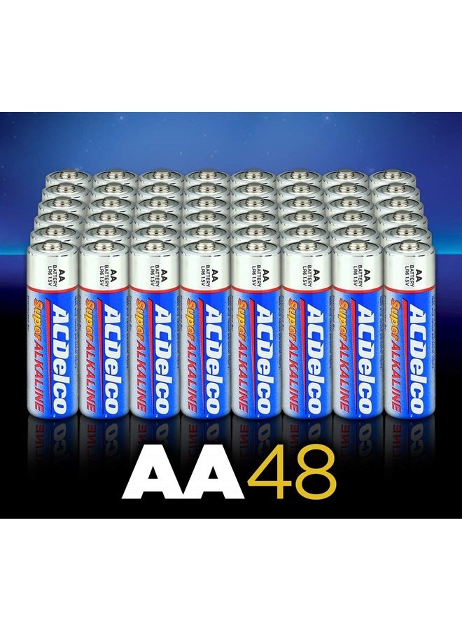 ACDelco 48-Count AA Batteries, Maximum Power Super Alkaline Battery, 10-Year Shelf Life, Recloseable Packaging