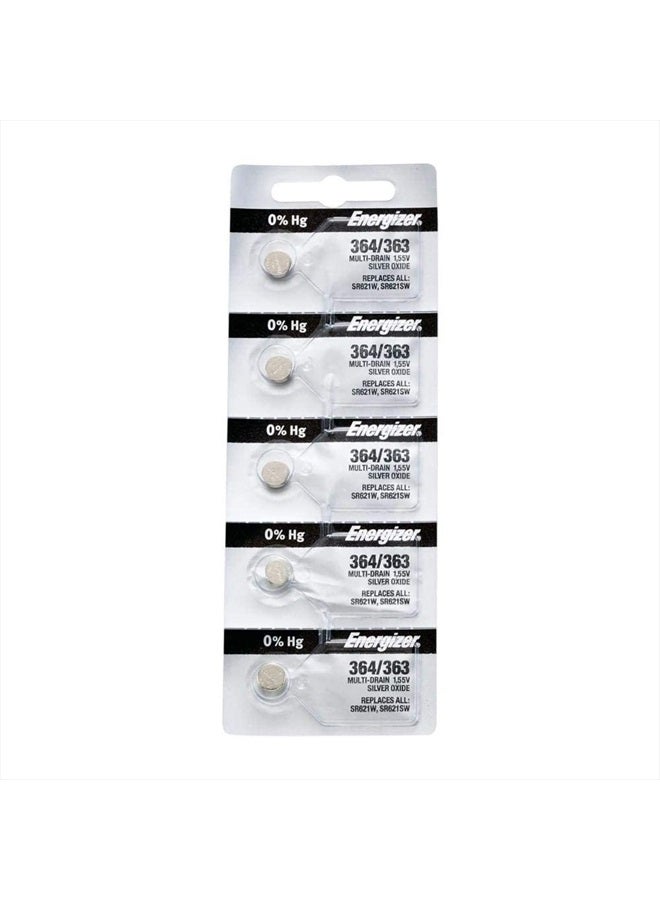 364-363 1.55v #364/363 Low-drain Battery (SR621SW) Pack of 5 Batteries.