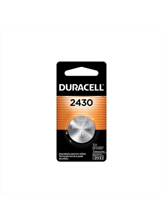 Duracell 2430 3V Lithium Battery, 1 Count Pack, Lithium Coin Battery for Medical and Fitness Devices, Watches, and more, CR Lithium 3 Volt Cell