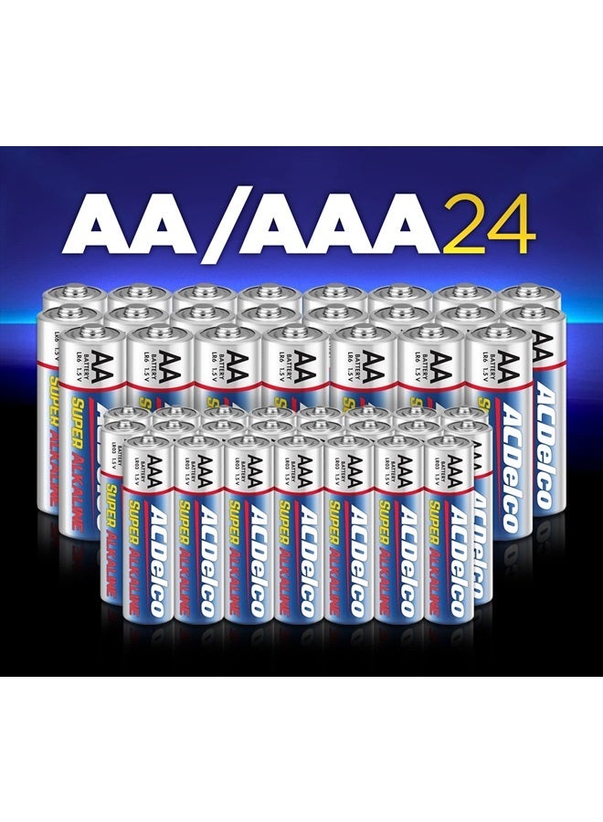 ACDelco AA and AAA 48-Count Combo Pack Super Alkaline Batteries, 24-Count Each, 10-Year Shelf Life, Recloseable Packaging