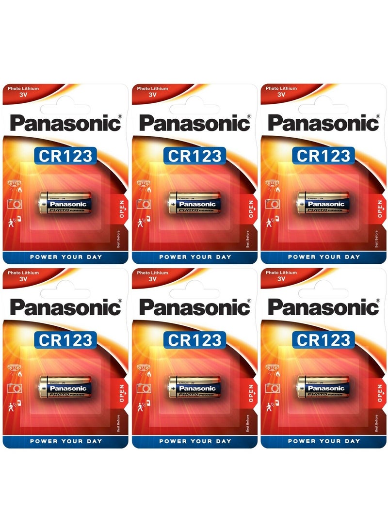 6-Pieces Panasonic CR123A Lithium 3V Batteries