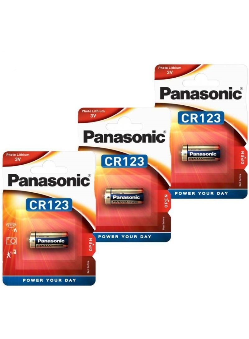 3-Pieces Panasonic CR123A Lithium 3V Batteries