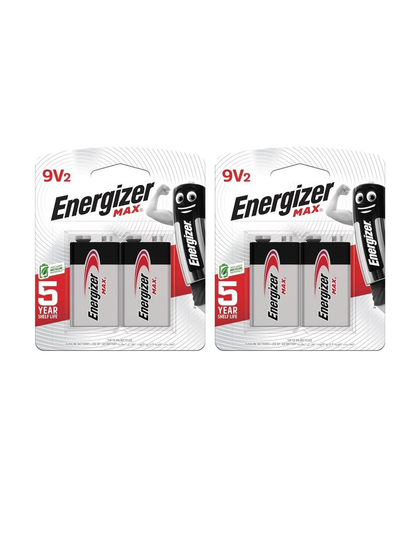 4-Piece Max Alkaline Battery silver/black/red