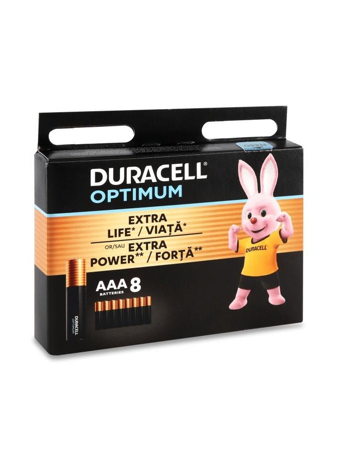 8pc Duracell Optimum Alkaline AAA Size Battery Pack Single Use Batteries