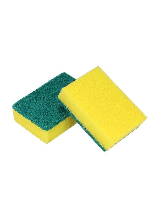 Double Faced Washing Scrub 30 Sponge Pad Yellow/Green 10x7x3cm