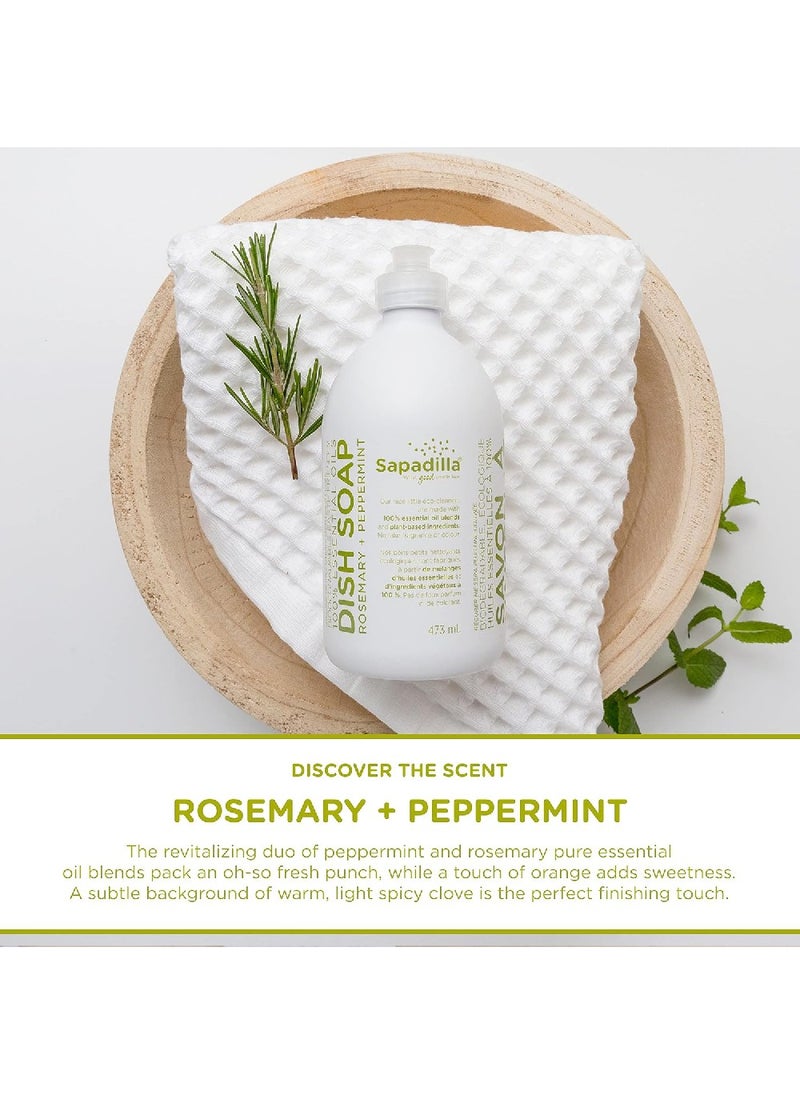 Rosemary + Peppermint Biodegradable Liquid Dish Soap, 16 Ounce, pack of 1