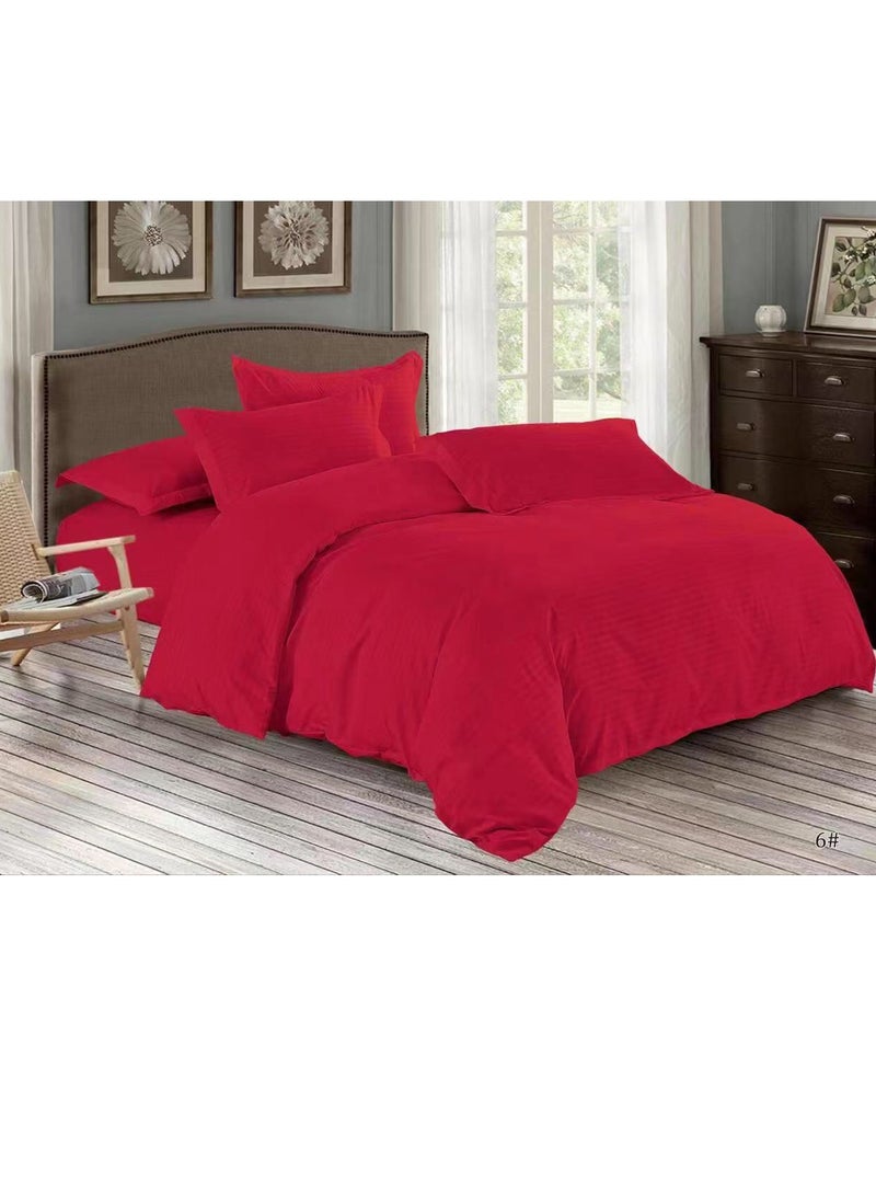 6-Piece King Size Duvet Cover Set Cotton Blend Red 220x240cm