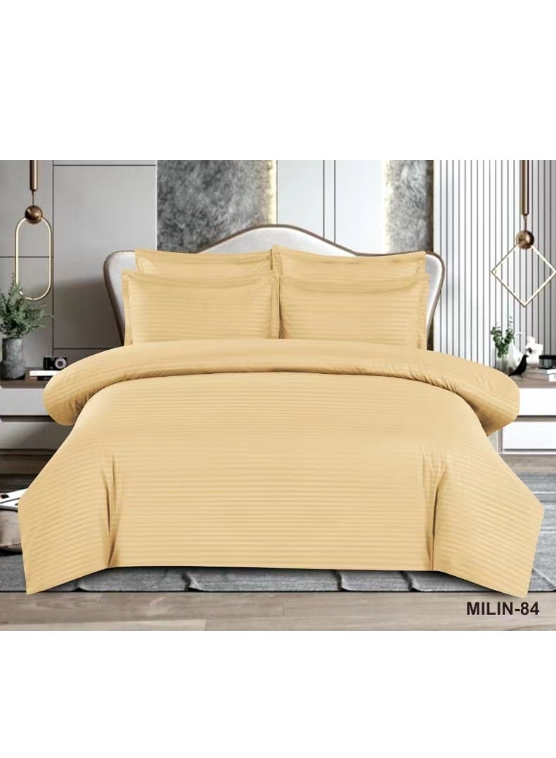 6-Piece King Size Duvet Cover Set Cotton Blend Mustard 220x240cmcm