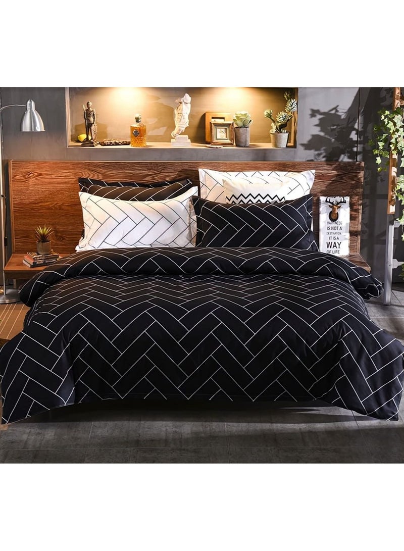 6-Piece Printed Combination King Size Duvet Cover Set  Includes 1xFitted Bedsheet 200x200+30cm, 1xDuvet Cover 220x240 cm, 2xPillowcase 55x80cm, 2xCushion Case 45x70cm Cotton