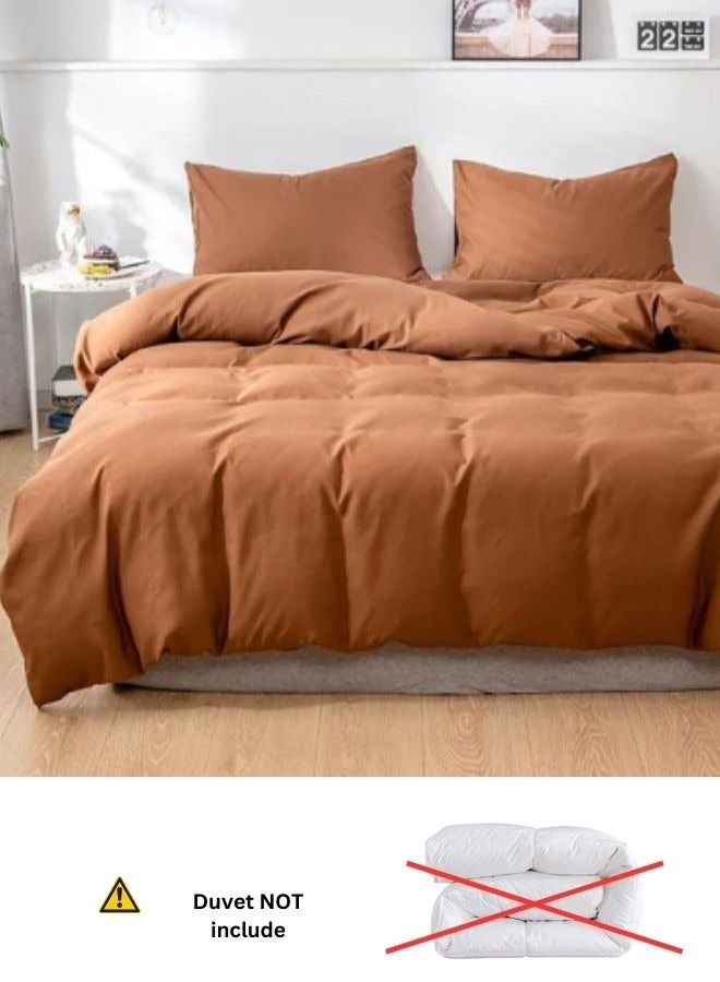 Single Size 4-Piece Premium Quality Bedding Set in Solid Gold Brown, No Filler Included.